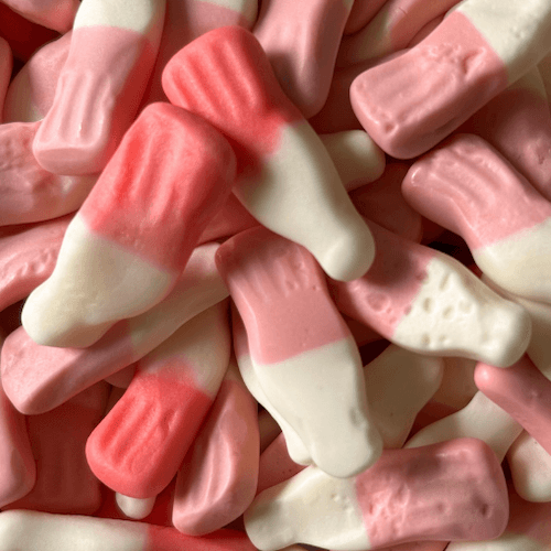 Bouteilles de lait frappé à la fraise